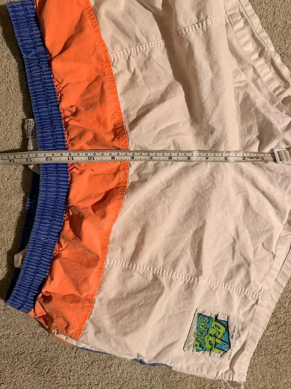 Pacific Sunwear Swim Shorts Size L (36-38) White Orange Blue 1990s Vintage